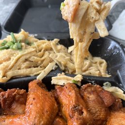 Shrimp and crawfish paste; hot lemon pepper wings