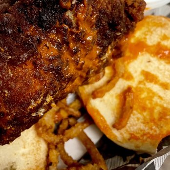 Smokey Bones Chesapeake - a fried chicken sandwich with onion rings - American Near Me - Chesapeake, Virginia
