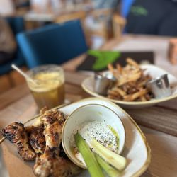 Grilled Wings and Truffle fries with Parmesan.