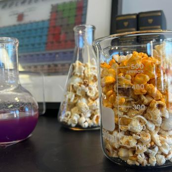 Cornology Extraordinary Popcorn - a beaker full of popcorn - Popcorn Shops Near Me - Gilroy, California