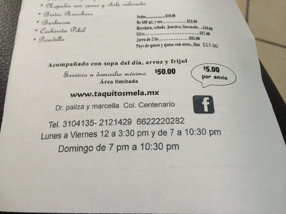 TAQUITOS MELA Updated June 2024 Av. Dr Paliza 115, Hermosillo