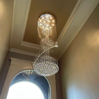 Socket Doctors - Large 2 story customer chandelier. Built in and designed in open air - Electricians Near Me - Buford, Georgia