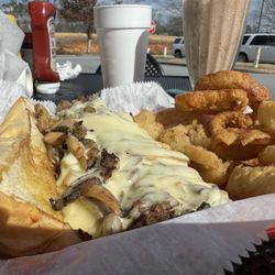 Double Stack Shack - Philly steak and onion rings
