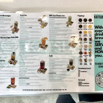 Katsubo Tea - Menu 2/2023 - Bubble Tea Near Me - Fullerton, California