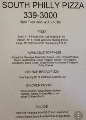 Menu photo 1 South Philly Pizza New Philadelphia, OH Menu photo 1 South Philly Pizza New Philadelphia, OH