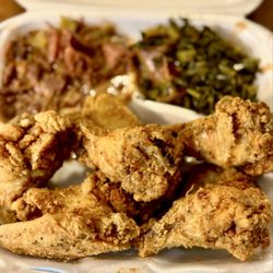 The Food Lab - 10 piece chicken wings with red beans and rice and collards