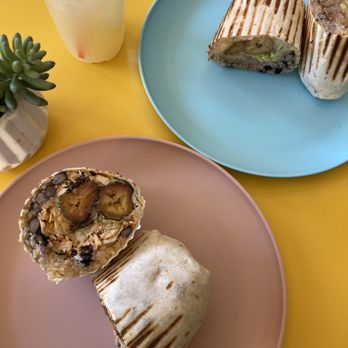 SunPress - Dominical burrito w/ chicken tinga (front) and mojo pork (back) - Sandwiches Near Me - Audubon, New Jersey