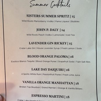 The Lodge Restaurant - Summer Cocktail menu. The John P Daly and Vanilla Orange Manhattan were delicious! - Desserts Near Me - Sisters, Oregon The Lodge Restaurant - Summer Cocktail menu. The John P Daly and Vanilla Orange Manhattan were delicious! - Desserts Near Me - Sisters, Oregon