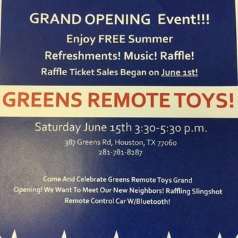 Greens Remote Toys - Grand Opening June 15th - Toy Stores Near Me - Houston, Texas Greens Remote Toys - Grand Opening June 15th - Toy Stores Near Me - Houston, Texas