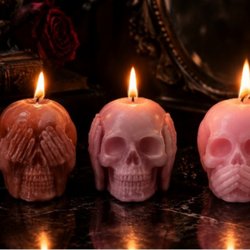 Floretta's Sanctuary - Handmade see no evil speak no evil hear no evil skull candles