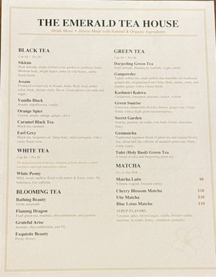 Menu photo 6 The Emerald Tea House Jacksonville, FL