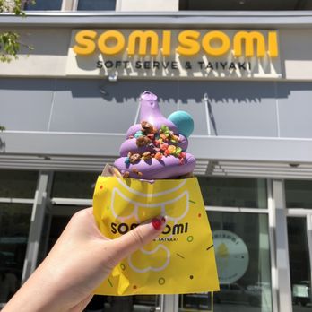 Somisomi - Ube flavor with red bean filling - Desserts Near Me - Cupertino, California Somisomi - Ube flavor with red bean filling - Desserts Near Me - Cupertino, California