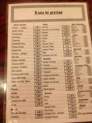 Menu photo 8 El Vaso de Oro Barcelona, B