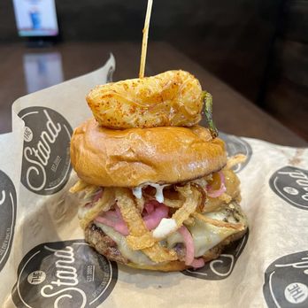 The Stand - American Classics Redefined - The Heat Seeker Burger cooked medium 5/5 ~ This is delicious! - New American Near Me - Tustin, California The Stand - American Classics Redefined - The Heat Seeker Burger cooked medium 5/5 ~ This is delicious! - New American Near Me - Tustin, California