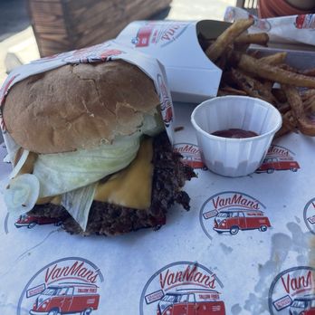 Vanman’s - Classic smash and tallow fries. The meat to bun ratio was off, I'd order a double next time. Tasty though! - Burgers Near Me - San Diego, California Vanman’s - Classic smash and tallow fries. The meat to bun ratio was off, I'd order a double next time. Tasty though! - Burgers Near Me - San Diego, California