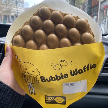 Happy Lemon - Matcha Bubble Waffle - Bubble Tea Near Me - Berkeley, California