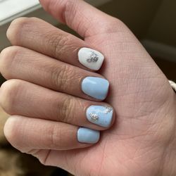 Rose finch nail spa - Silver Mickey with Cinderella colors.
