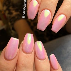 Pink & Fabulous Nail Spa - Pink gel polish with unicorn powder