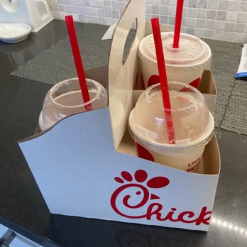 Chick-fil-A - Peach milk Peach Milkshake, Cookies & Cream Milkshake and Sunjoy (1/2 Sweet Tea, 1/2 Lemonade). All really good! - Fast Food Near Me - Santa Clara, California Chick-fil-A - Peach milk Peach Milkshake, Cookies & Cream Milkshake and Sunjoy (1/2 Sweet Tea, 1/2 Lemonade). All really good! - Fast Food Near Me - Santa Clara, California