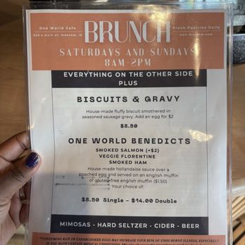 One World Cafe - Brunch Menu - Sandwiches Near Me - Moscow, Idaho One World Cafe - Brunch Menu - Sandwiches Near Me - Moscow, Idaho