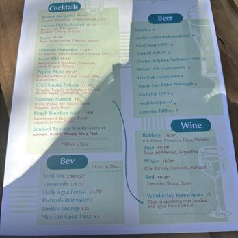 Meat & Drink - Menu - Wine Bars Near Me - Wimberley, Texas