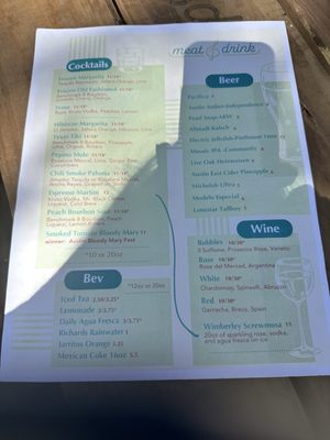 Menu photo 1 Meat & Drink Wimberley, TX