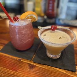 RoadHouse Cinemas - Custom raspberry cocktail and a sidecar.