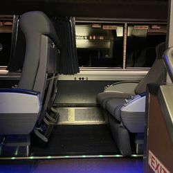 Amtrak - See the leg supports as well as the foot rests! Tons of leg room