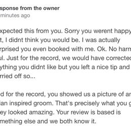 The owners unprofessional response via Google.