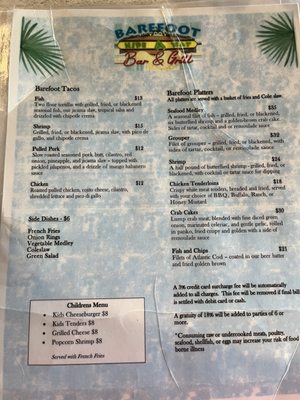Menu photo 2 Barefoot Hide A Way Grill Panama City Beach, FL