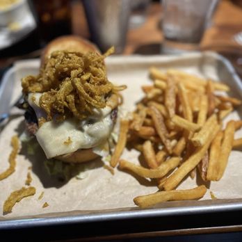 Toby Keiths I Love This Bar & Grill - Onion straw bacon burger - Cocktail Bars Near Me - Moore, Oklahoma
