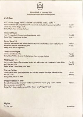 Menu photo 4 Heliotrope Brewery Lexington, VA