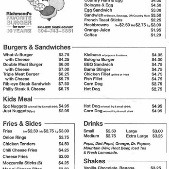 What-a-burger - Menu as of 2017Jan - Burgers Near Me - Richmond, Virginia