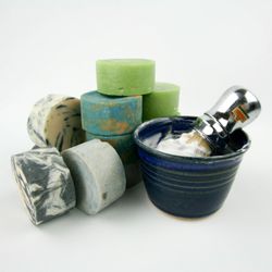 The Charming Orange - Shaving soap, bowls and brushes.