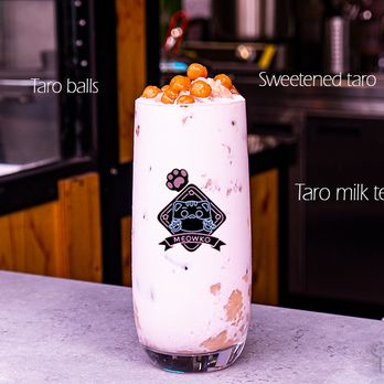 Meowko Bubble Tea - Triple Taro Heaven:
Taro milk tea with sweetened taro and taro ball toppings. - Bubble Tea Near Me - Brighton, BNH