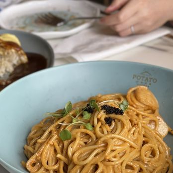 Petit Potato - Uni Spaghetti - The taste of uni is strong and perfect match with the spaghetti - Taiwanese Near Me - Toronto, Ontario Petit Potato - Uni Spaghetti - The taste of uni is strong and perfect match with the spaghetti - Taiwanese Near Me - Toronto, Ontario