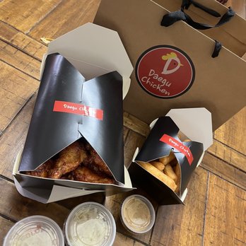 Daegu Chicken - The unpacked order was impressive in its presentation. - Korean Near Me - Hasbrouck Heights, New Jersey Daegu Chicken - The unpacked order was impressive in its presentation. - Korean Near Me - Hasbrouck Heights, New Jersey