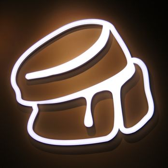 Fluffy Fluffy - Decor, neon light of fluffy pancakes - Coffee & Tea Near Me - Davis, California