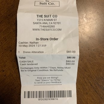 The Suit Co - My receipt. - Men's Clothing Near Me - Santa Ana, California The Suit Co - My receipt. - Men's Clothing Near Me - Santa Ana, California