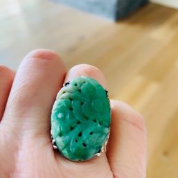 Art Deco natural jade ring