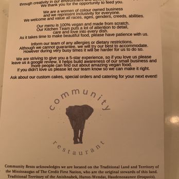 Community Restaurant - Loved the menu! - Vegan Near Me - Oakville, Ontario Community Restaurant - Loved the menu! - Vegan Near Me - Oakville, Ontario
