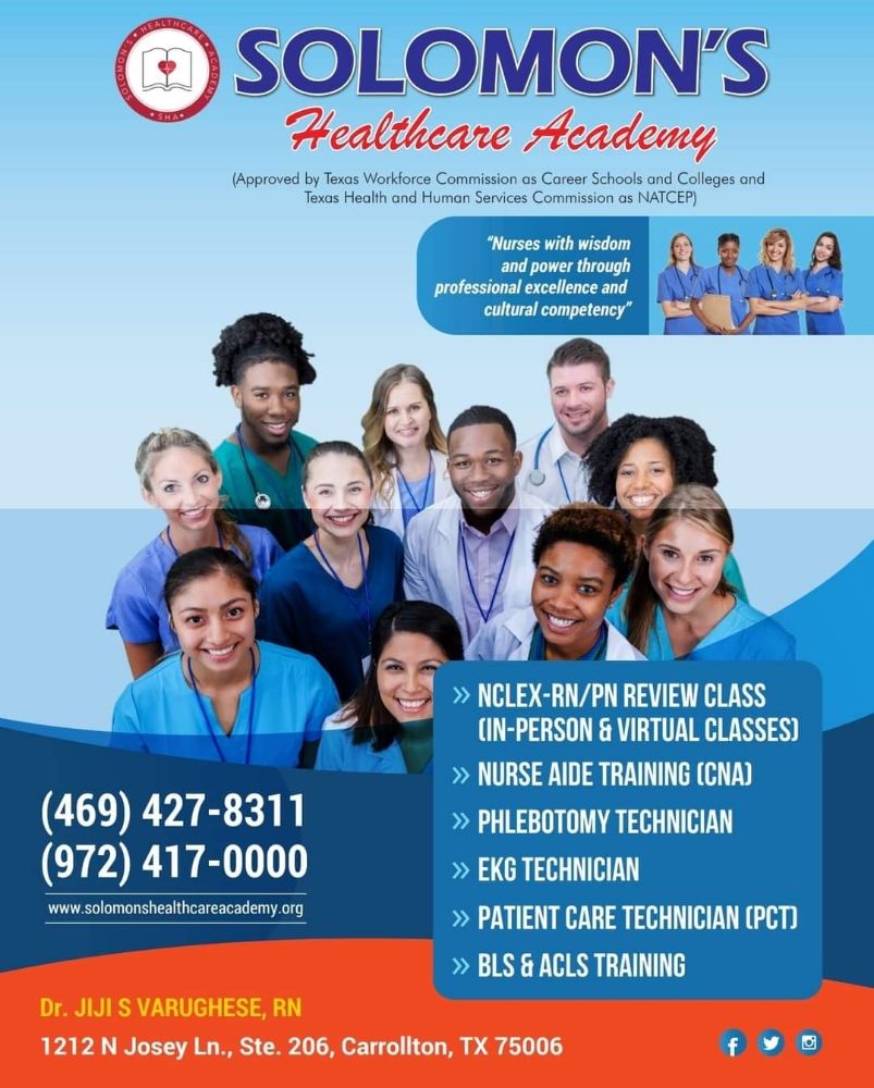 SOLOMON’S HEALTHCARE ACADEMY Updated September 2024 1212 N Josey Ln