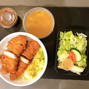 Donburi Station - Seattle - Miso Soup, Crispy Tonkatsu Don, Small Salad (V) - Japanese Near Me - Seattle, Washington