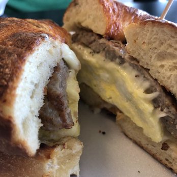 3 Men and A Bagel - Sausage, egg and cheese on a jalapeño cheddar? bagel ...okay not great - Delis Near Me - Trexlertown, Pennsylvania