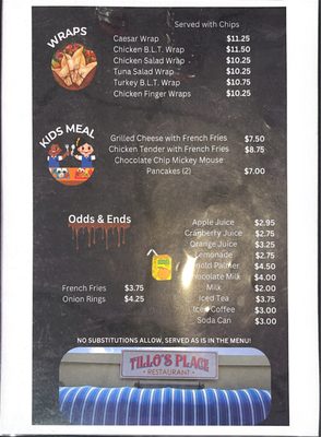 Menu photo 1 Tillo's Place Restaurant Midland Park, NJ Menu photo 1 Tillo's Place Restaurant Midland Park, NJ