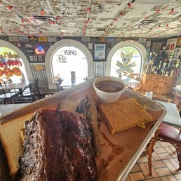 Ribs and Brisket, with baked beans and jalapeño cornbread Ribs and Brisket, with baked beans and jalapeño cornbread