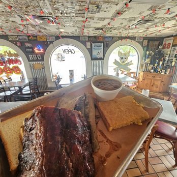 Cackle & Oink BBQ - Ribs and Brisket, with baked beans and jalapeño cornbread - Barbeque Near Me - Sherman, Texas Cackle & Oink BBQ - Ribs and Brisket, with baked beans and jalapeño cornbread - Barbeque Near Me - Sherman, Texas