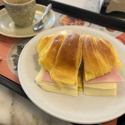 Leitaria Lisboa - Ham and cheese on a croissant. Black expresso. Breakfast of champions!