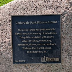 Cedarvale Park - Plaque about the Cedarvale Park Fitness Circuit donation. July 2019