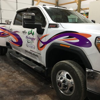 PerfectSigns - Dejager Construction vehicle graphics that we designed, printed and installed at our shop in Branson West. - Vehicle Wraps Near Me - Branson West, Missouri